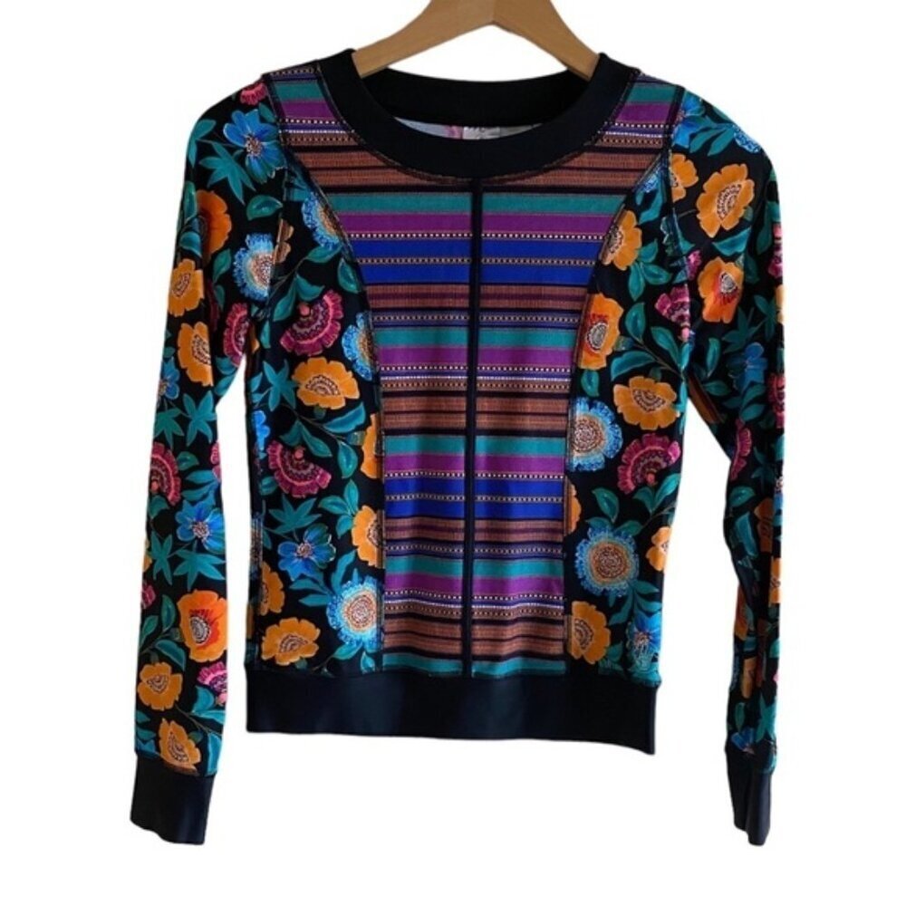 Body Glove Floral Stripe Rash Guard Swim Top XS Boho Long Sleeve UPF 50+ - Picture 13 of 13